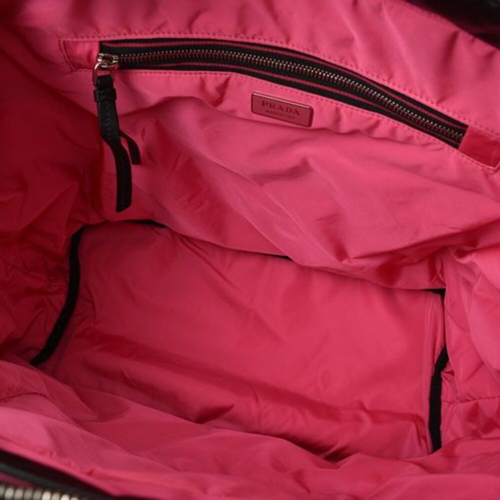 Prada Tote Logo Leather Black Pink - Picture 10 of 13